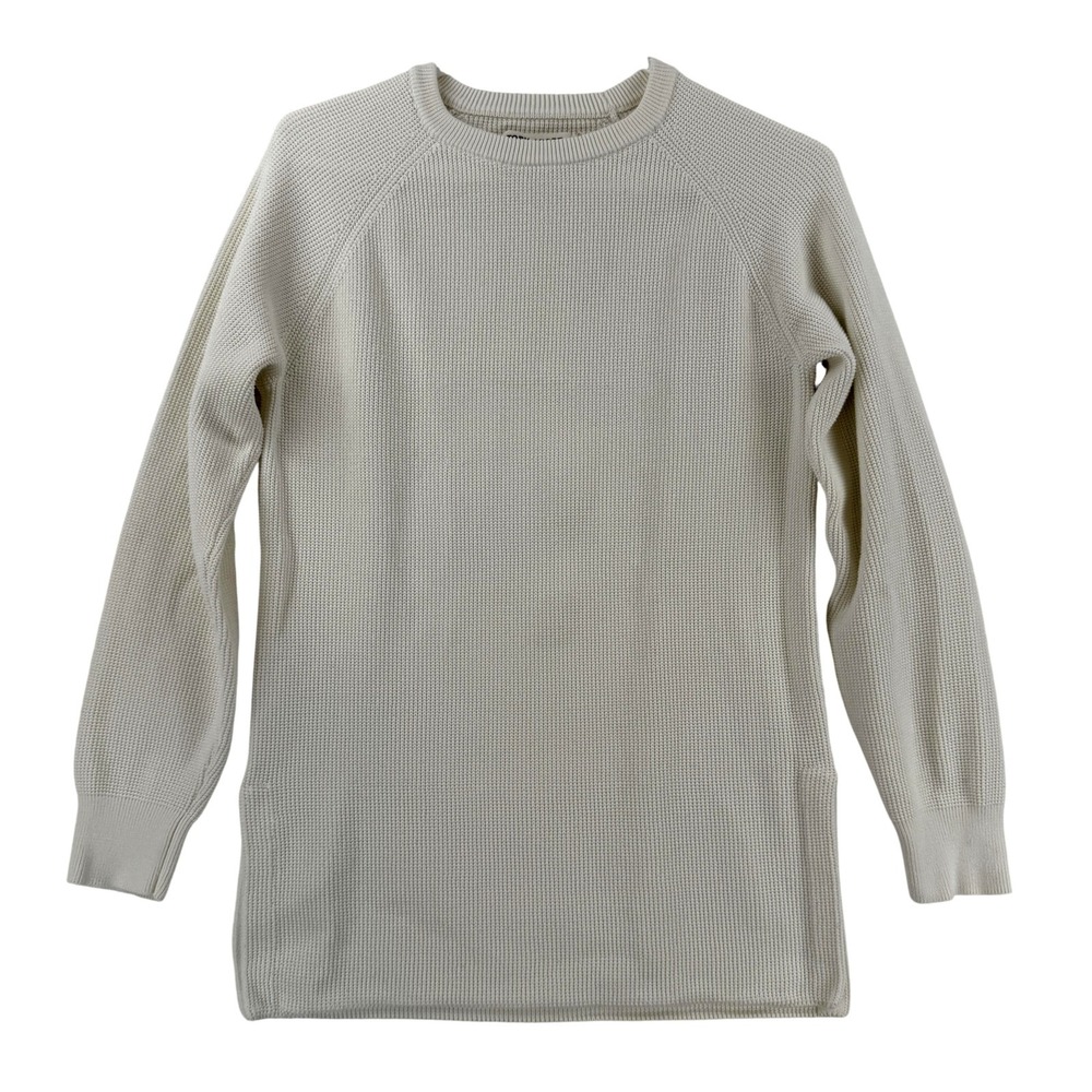 Tory Sport Sweater Womens XS White Waffle Knit Crewneck Long Sleeve Pullover